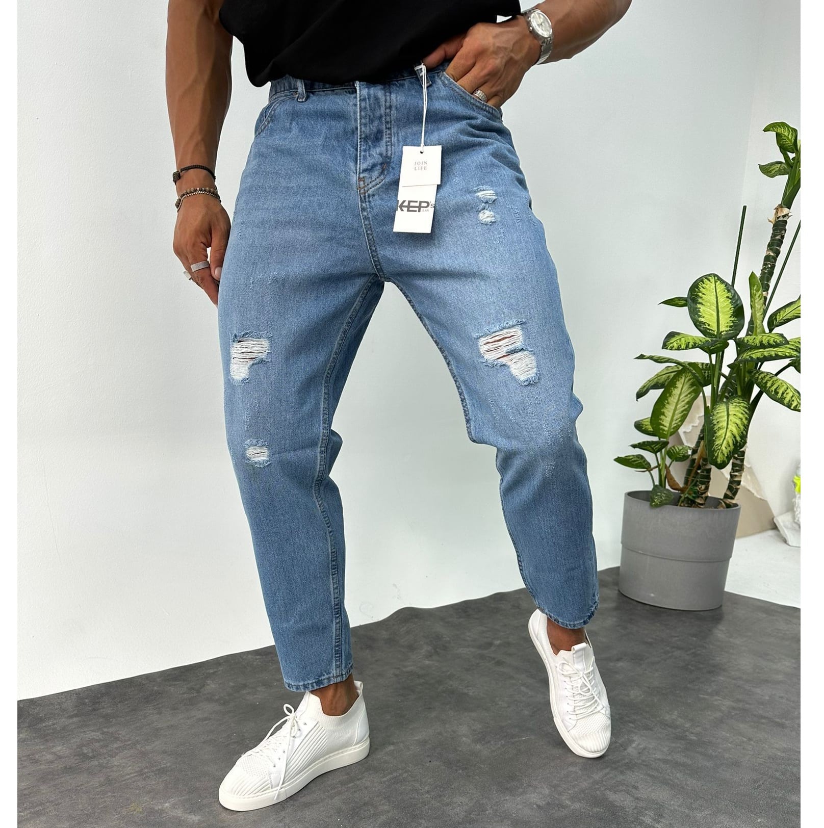 Calça Jeans Tapered Blue C/ Roto - Image Fashion Store